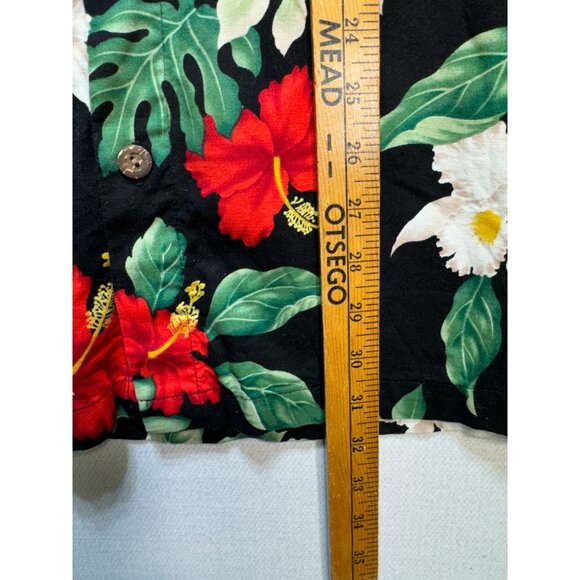 Kane Malia Men Button Up Hawaiian Shirt Short Sleeve Sz XL Black Tropical Floral - Picture 9 of 12